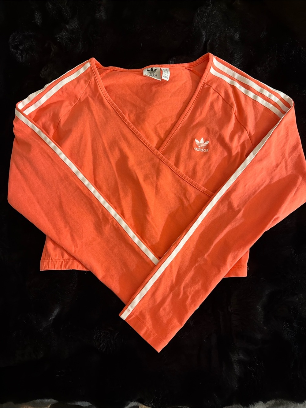 adidas Coral Wrap Crop Top with White 3-Stripes
